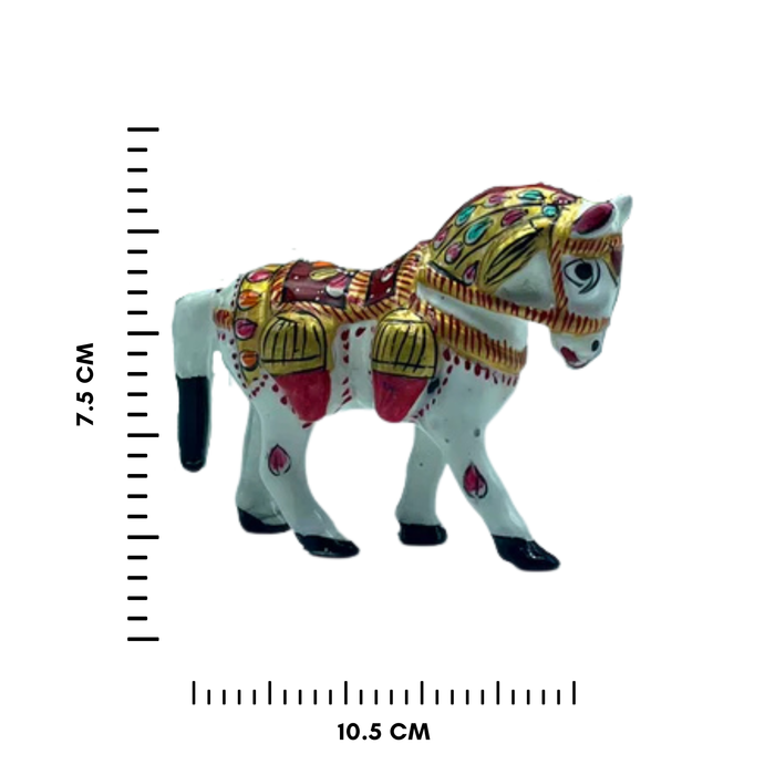Handcrafted Metal Meenakari Horse Figurine – Elegant Home Décor