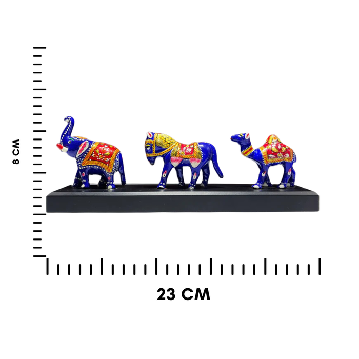 Élégance sculptée : ensemble éléphant chameau avec support Pawti