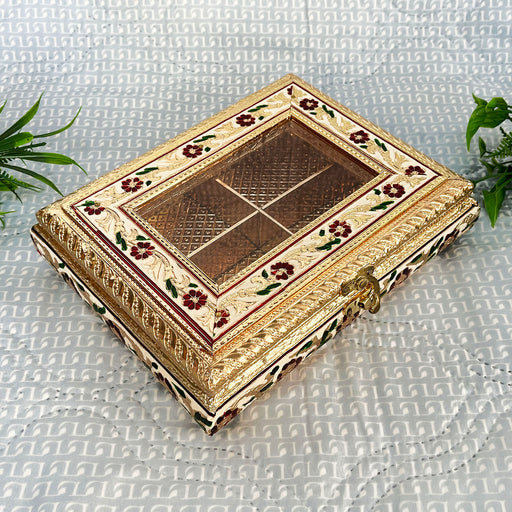 Meenakari Handcrafted Wooden Dry Fruit Box with Floral Design 1