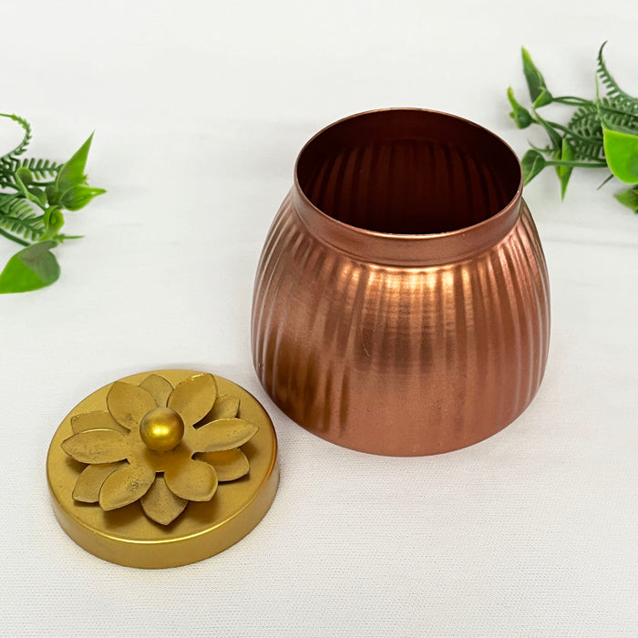 Metal Gift Basket With Copper Or Gold Polish Dry Fruit Jar 7