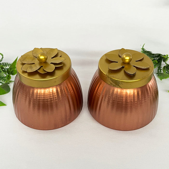 Metal Gold Basket With 2 Dry Fruit Jar Home/Office Decor 6