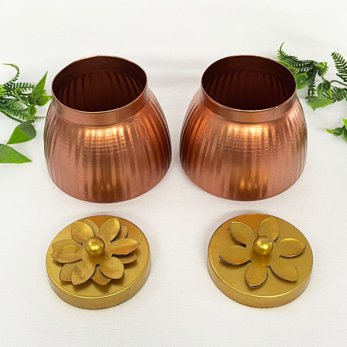 Metal Gold Basket With 2 Dry Fruit Jar Home/Office Decor 7