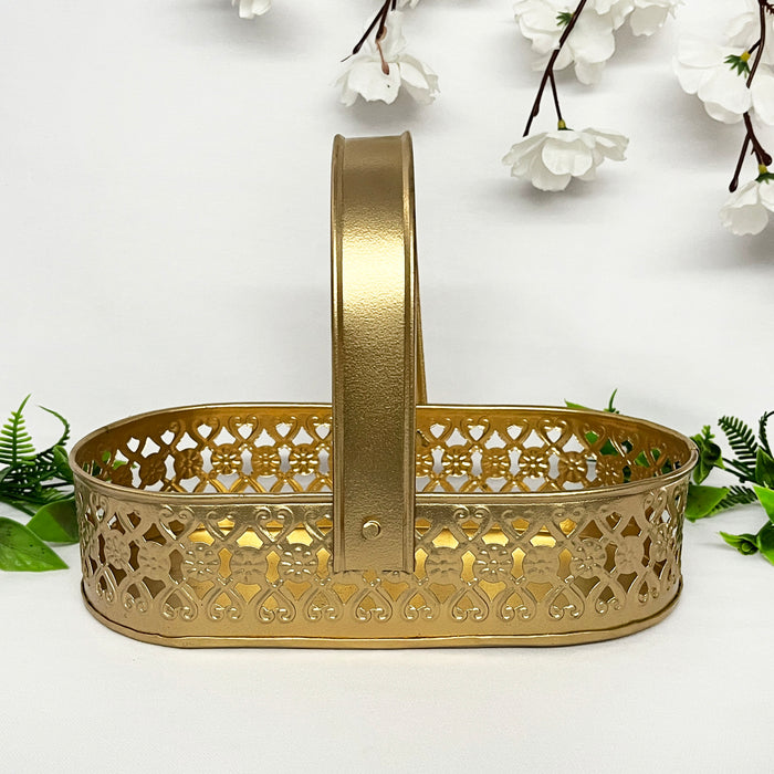 Metal Gold Basket With 2 Dry Fruit Jar Home/Office Decor 8