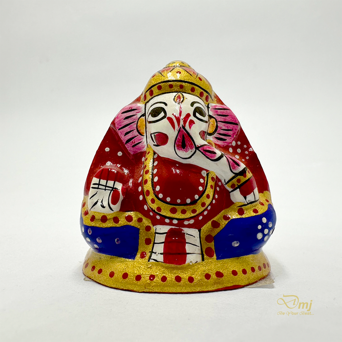 Metal Meenakari Handpainted Coconut Ganesha Idol Statue