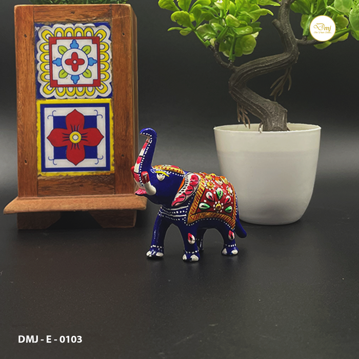 Metal Meenakari Trunk-Up Elephant Handcrafted Cultural Elegance | Buy Now