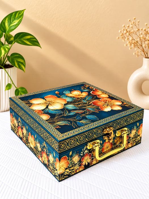 Buy Blue Floral Decorative Dry Fruit Box Set with 4 Jars