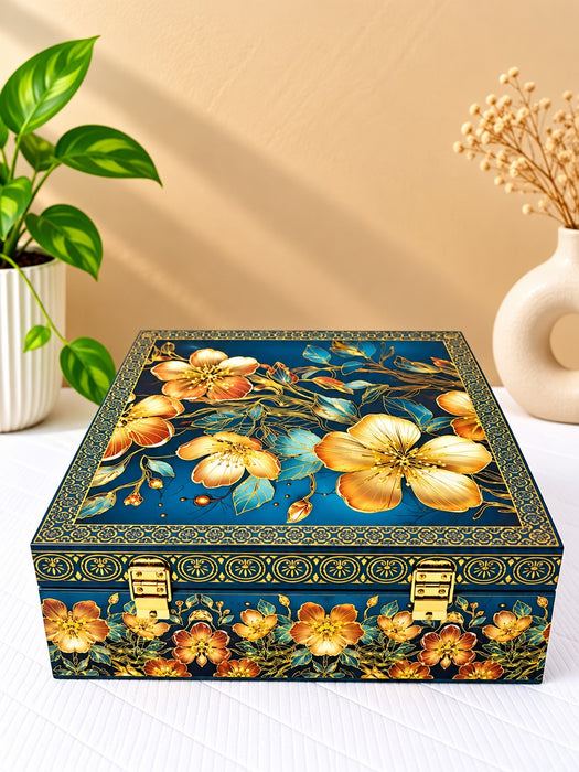 Buy Blue Floral Decorative Dry Fruit Box Set with 4 Jars