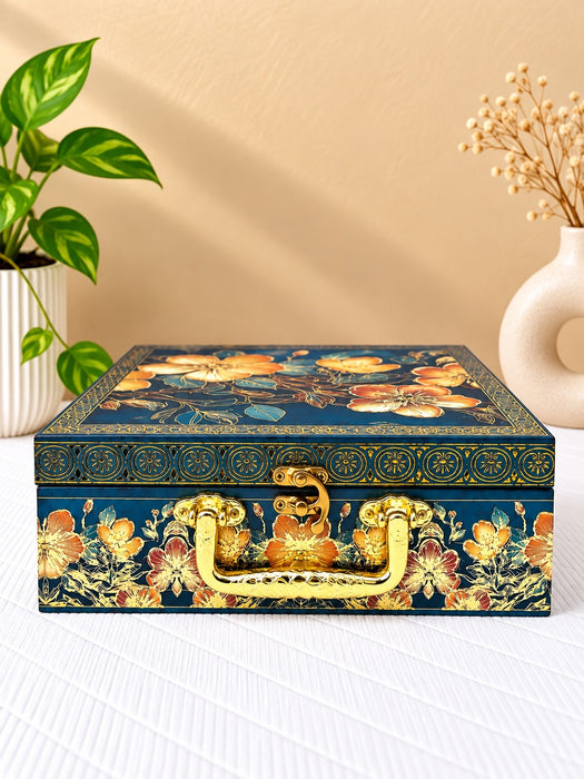 Buy Blue Floral Decorative Dry Fruit Box Set with 4 Jars