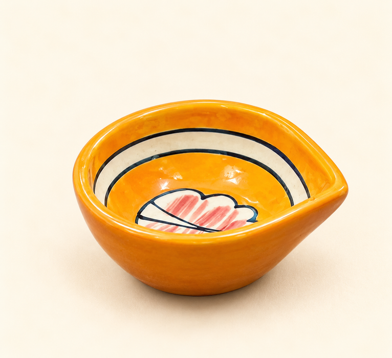 Handmade Ceramic yellow Diyas – Traditional Indian Festive Décor by Diwam Handicrafts