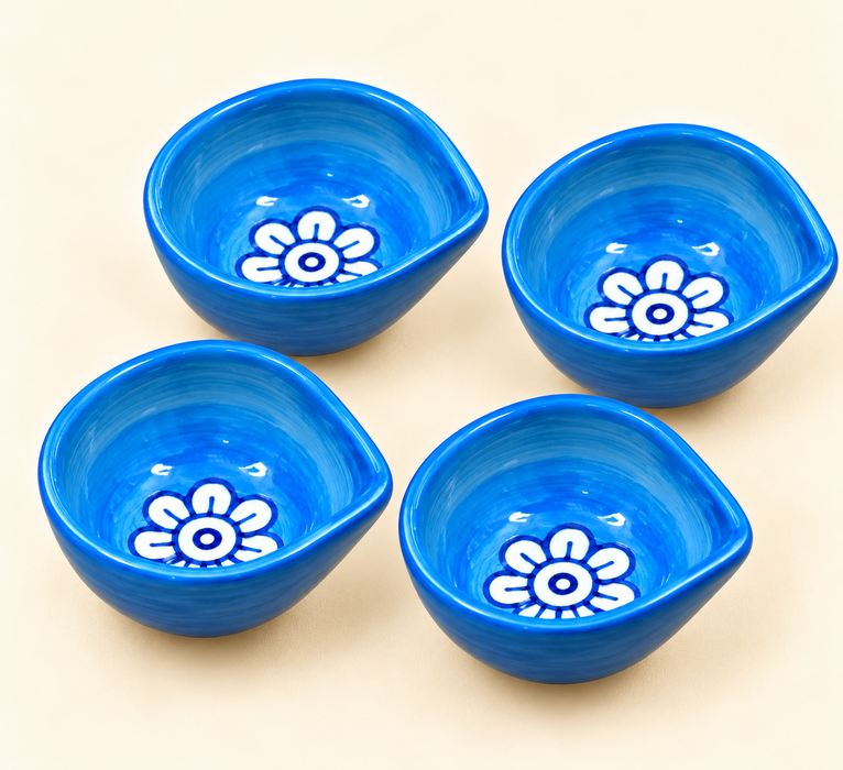 Handmade Ceramic Sky blue Diyas – Traditional Indian Festive Décor by Diwam Handicrafts