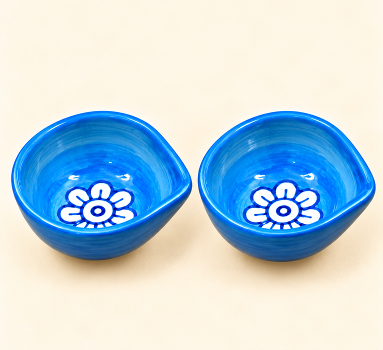 Handmade Ceramic Sky blue Diyas – Traditional Indian Festive Décor by Diwam Handicrafts