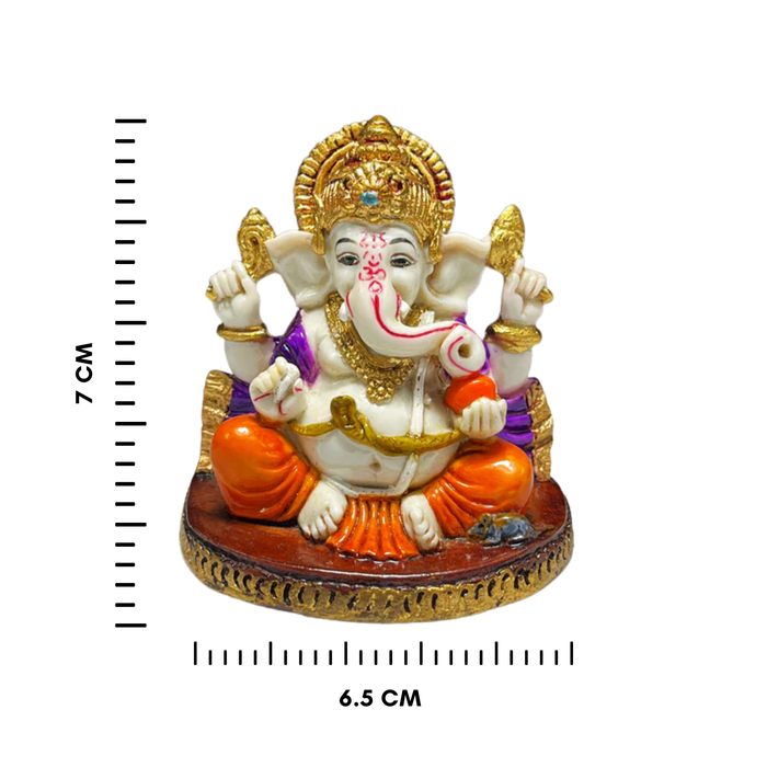 Handmade Resin Sitting Ganesh Statue for Temple Decor