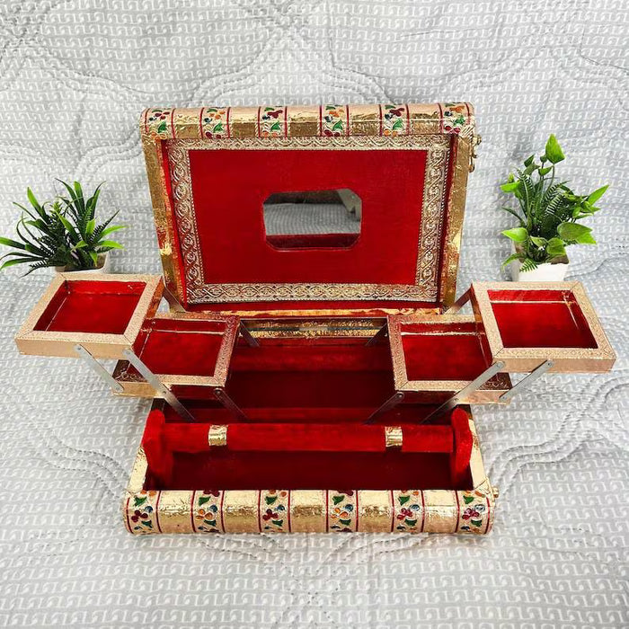 Wooden Jewelry Box | Set of 12 Handmade | Gold Finish, Velvet Lined bulk book