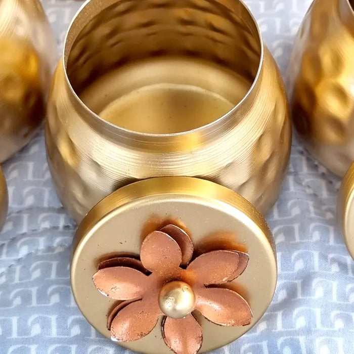 Gold Finish Heart Hamper with Metal Jars | Decorative Gift Basket bulk of 20