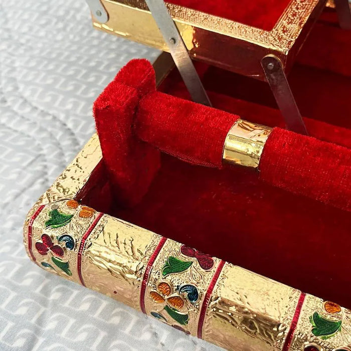 Wooden Jewelry Box | Set of 12 Handmade | Gold Finish, Velvet Lined bulk book