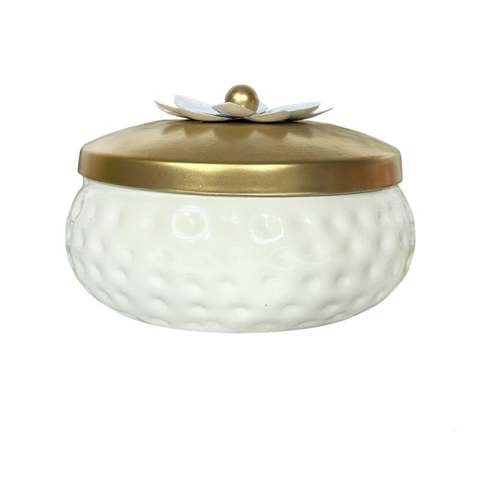 Metal Bowl Set of 32 | White & Pink Decorative Storage Jar with Gold Lid bulk