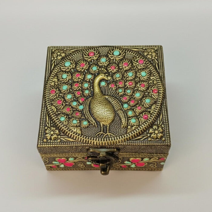 Wooden Box Set of 50 | Hand Carved | Antique Gold Indian Design bulk box