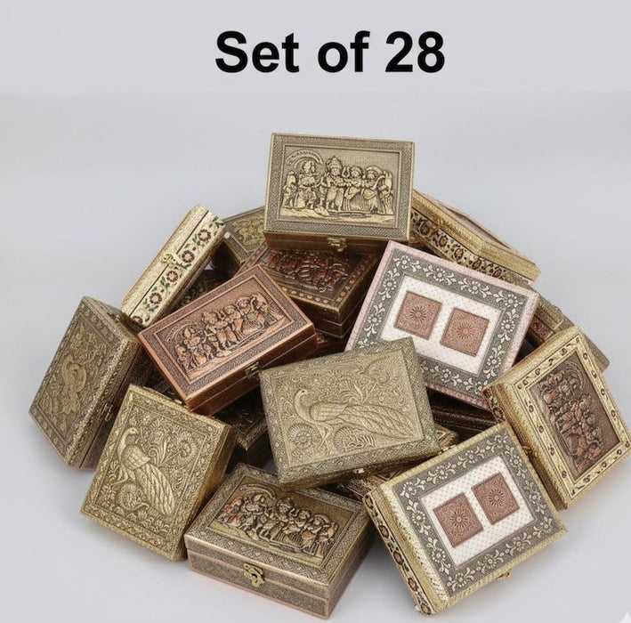 Wooden Box | Set of 28 Handmade MDF Meenakari Boxes | Indian Storage, Bulk Wholesale