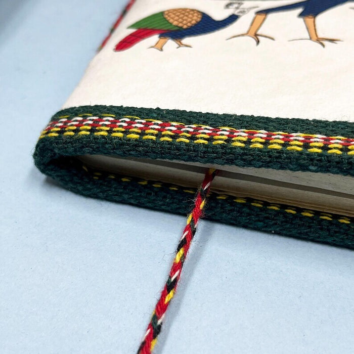 Handcrafted Peacock Design Fabric Journal Diary | Handmade Notebook for Writing & Gifting