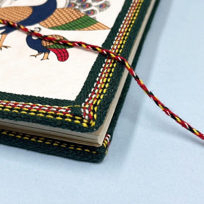 Handcrafted Peacock Design Fabric Journal Diary | Handmade Notebook for Writing & Gifting