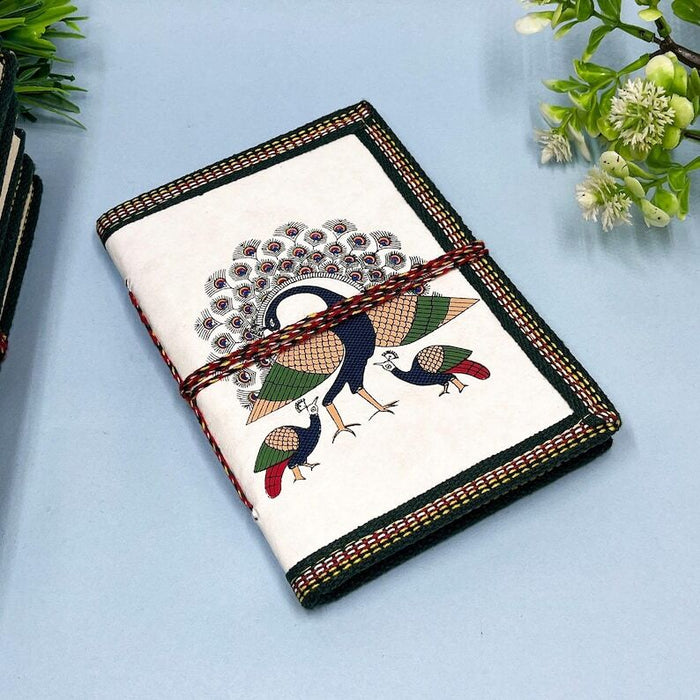 Handcrafted Peacock Design Fabric Journal Diary | Handmade Notebook for Writing & Gifting