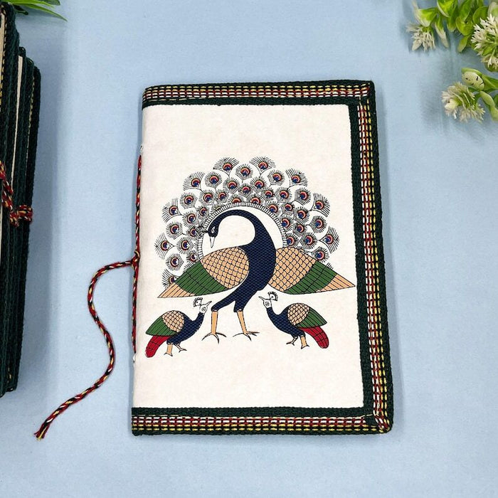 Handcrafted Peacock Design Fabric Journal Diary | Handmade Notebook for Writing & Gifting