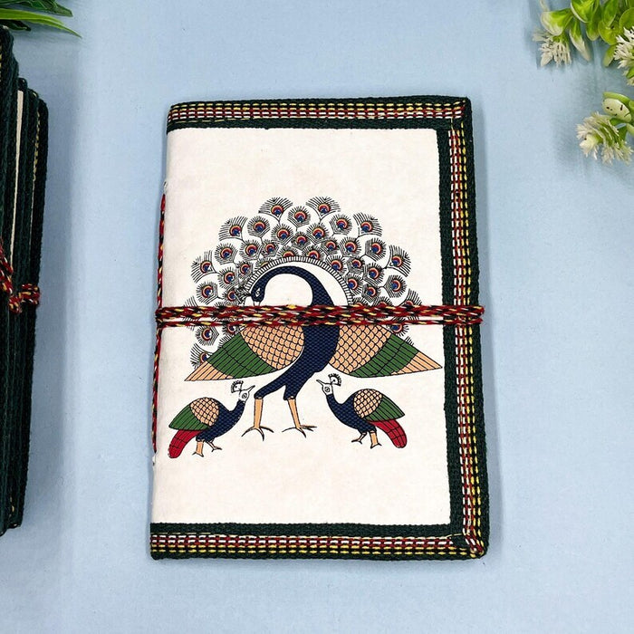 Handcrafted Peacock Design Fabric Journal Diary | Handmade Notebook for Writing & Gifting
