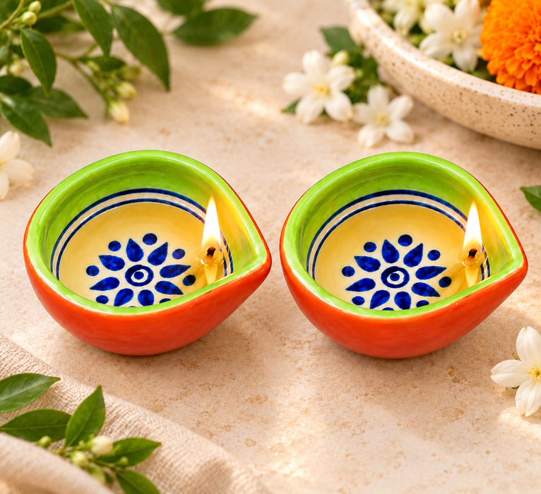 Handmade Ceramic Diyas – Traditional Indian Festive Décor by Diwam Handicrafts