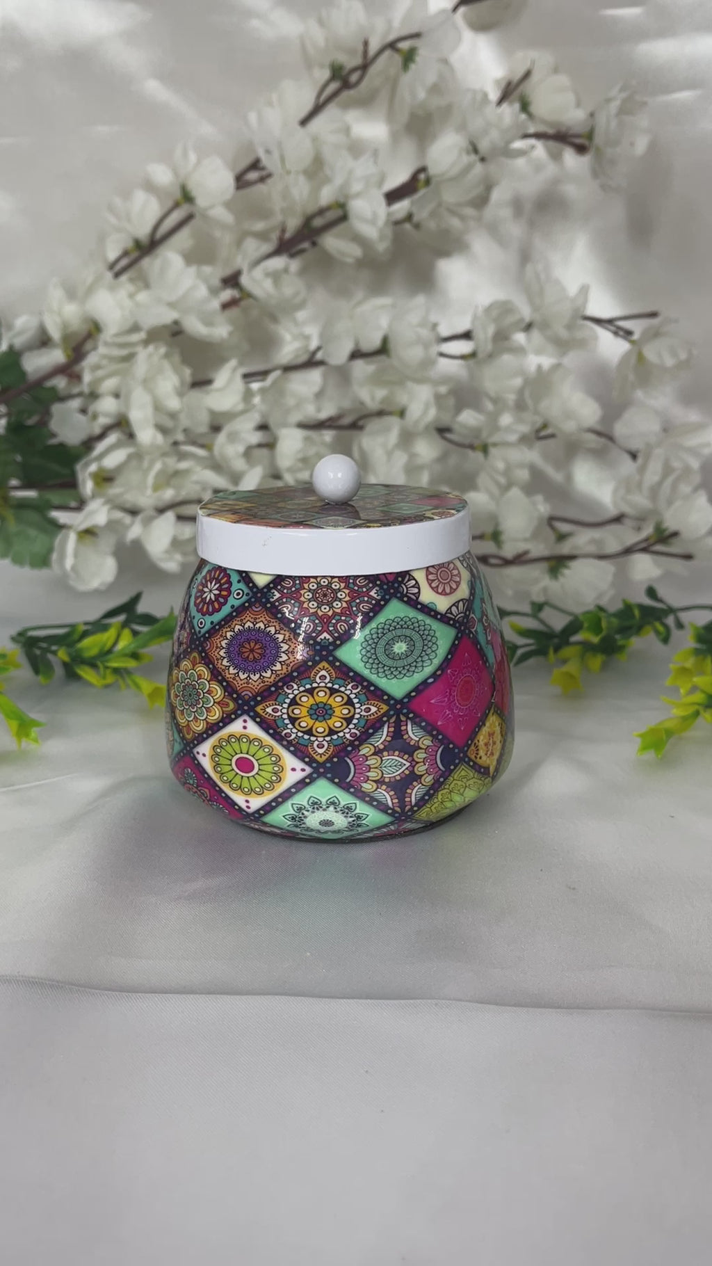 Handpainted Pichwai Art Metal Dry Fruits Jar