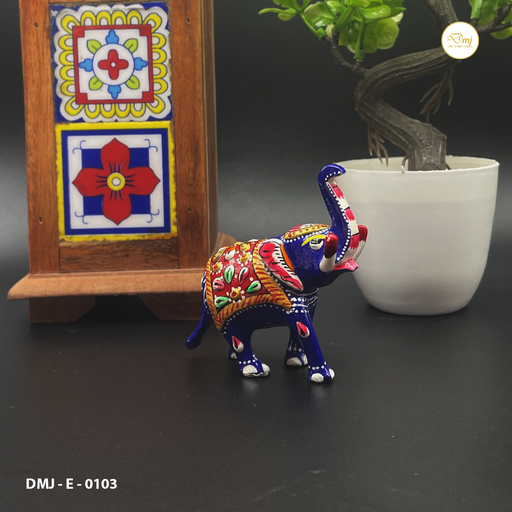 Metal Meenakari Trunk-Up Elephant Handcrafted Cultural Elegance | Buy Now